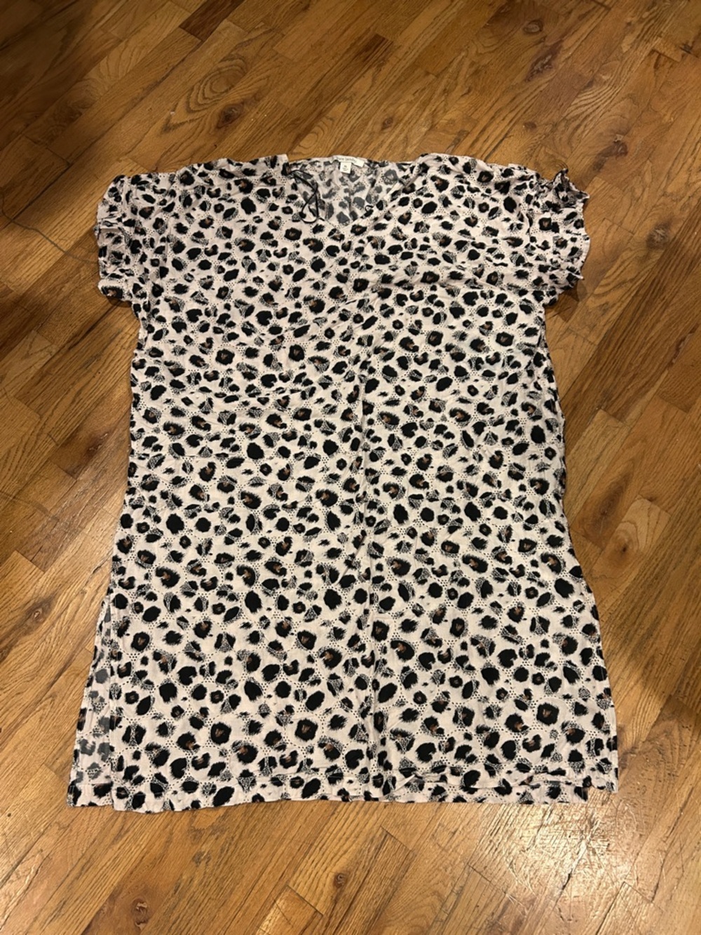 Kate Landry Leopard Print V-Neck Dress - Black & Cream XL